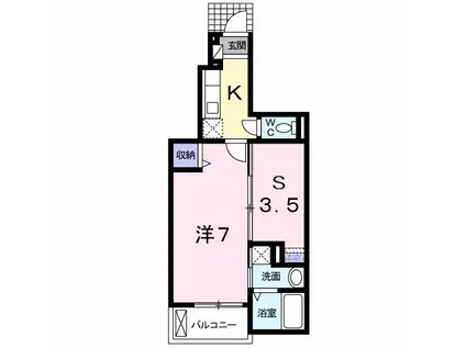 フランコリーヌ(1SK/1階)の間取り写真