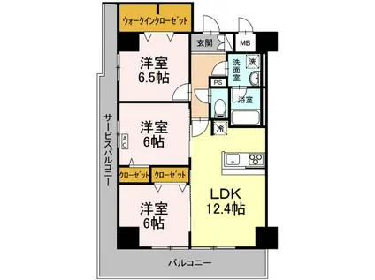 TECレジデンス(3LDK/7階)の間取り写真