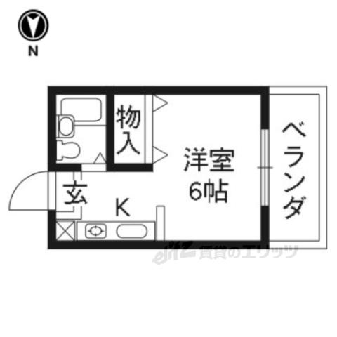 サンハイツ浅野(1K/4階)の間取り写真