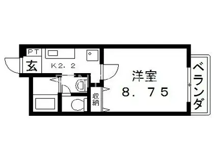 ボーナ コム(1K/2階)の間取り写真