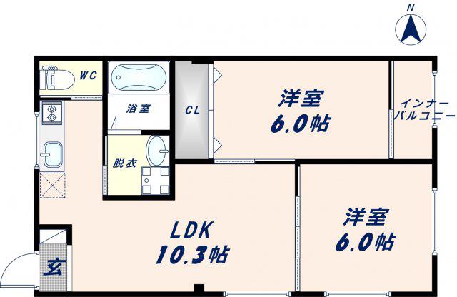 オーナーズマンション南巽(2LDK/2階)の間取り写真