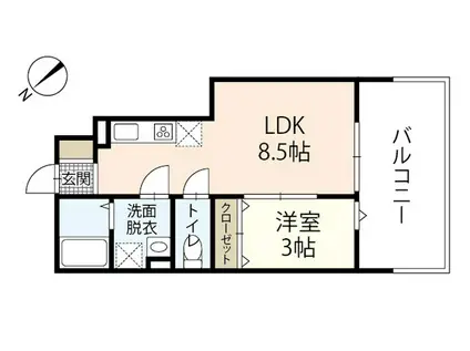 ロイヤルヴィラ向洋(1LDK/1階)の間取り写真