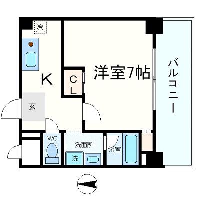 インペリアル靭本町(1K/9階)の間取り写真