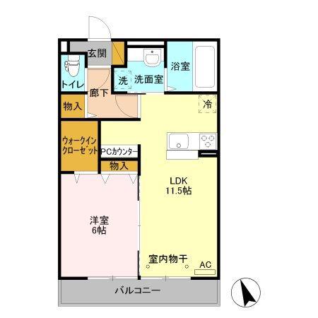 ラフィーネHASE(1LDK/2階)の間取り写真