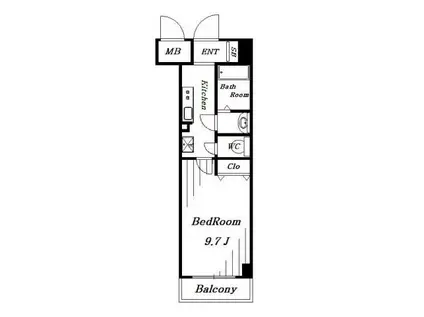 ニュー千葉稲毛ビル(1K/3階)の間取り写真