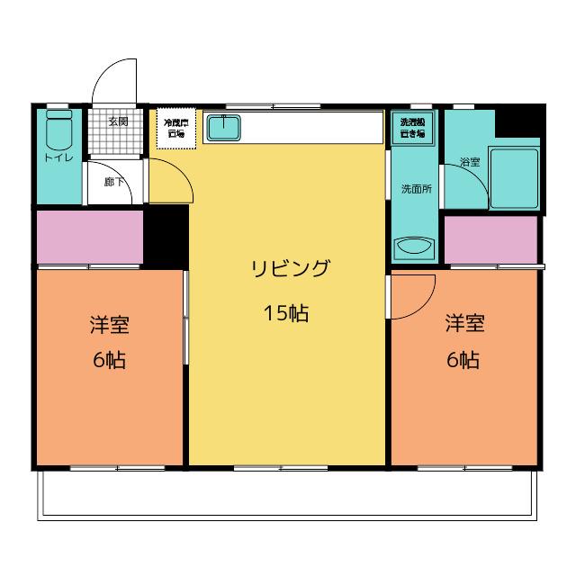 ベルグローブ(2LDK/2階)の間取り写真