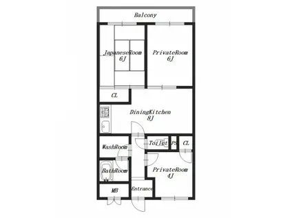 シャルル橿原神宮(3DK/3階)の間取り写真