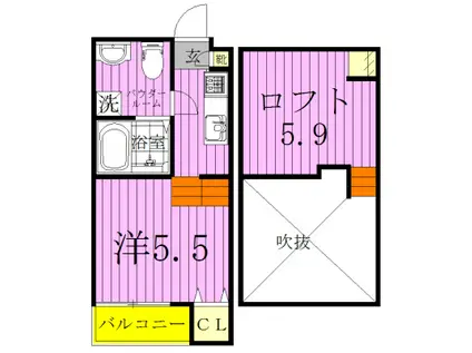 MINERVAミネルバ(1K/1階)の間取り写真