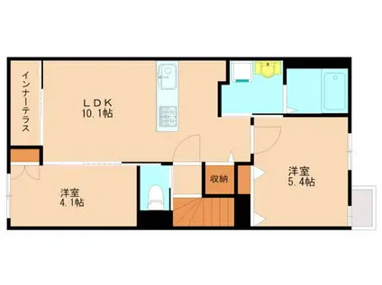 エアフォルク(2LDK/2階)の間取り写真