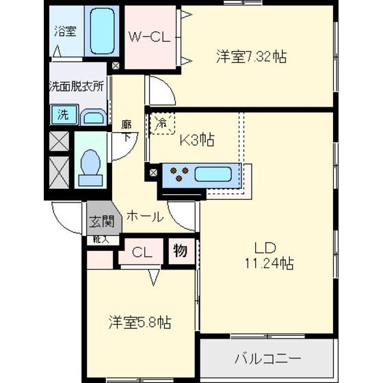 パークサイド中野(2LDK/2階)の間取り写真