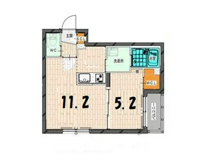 BASE SHIROISHI(1LDK/3階)の間取り写真