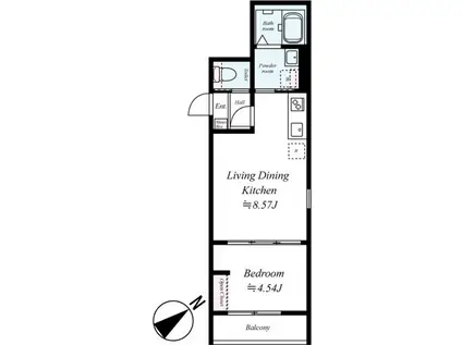 GRADUSかしわ台II(1LDK/2階)の間取り写真
