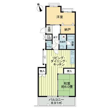 ライオンズマンション虹ヶ丘ガーデン参番館(2SLDK/2階)の間取り写真