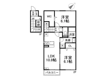 イルセット A棟(2LDK/2階)の間取り写真