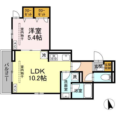 カルニュ(1LDK/3階)の間取り写真