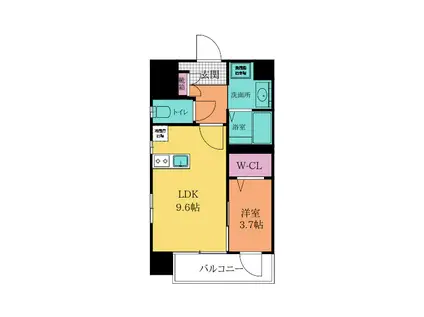 MID TERRACE ミッド テラス(1LDK/8階)の間取り写真