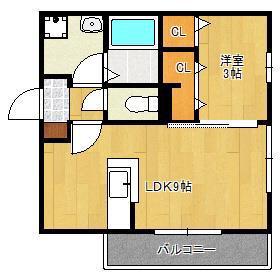 D-ROOM西小倉(1LDK/2階)の間取り写真