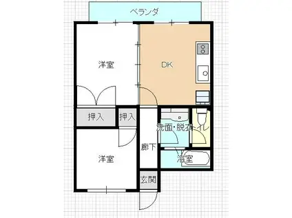 ハイツプレジール(2DK/1階)の間取り写真