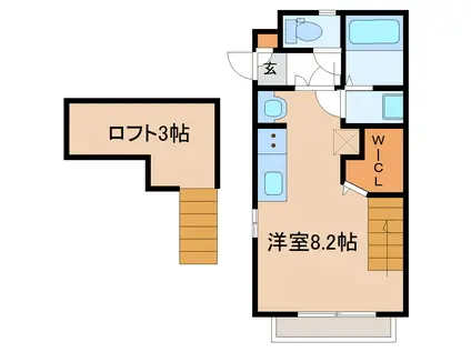 ビューテラス八乙女(ワンルーム/2階)の間取り写真