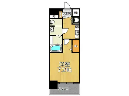 アクアプレイスOSAKA T2(1K/3階)の間取り写真