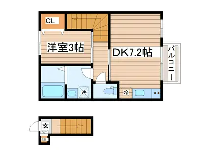 ビアンカーラA(1DK/2階)の間取り写真