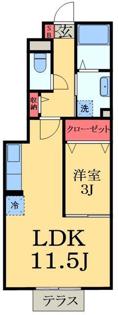 ルミエール(1LDK/1階)の間取り写真