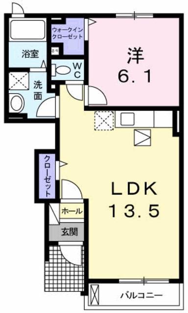 アンフィニ(1LDK/1階)の間取り写真