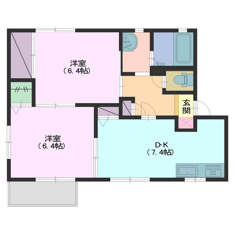 フォーレス荏原南台(2DK/1階)の間取り写真