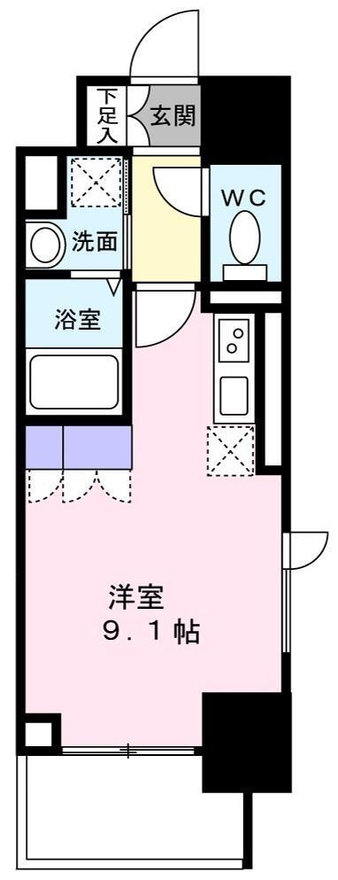 渡幸ベルメゾン五橋(ワンルーム/8階)の間取り写真