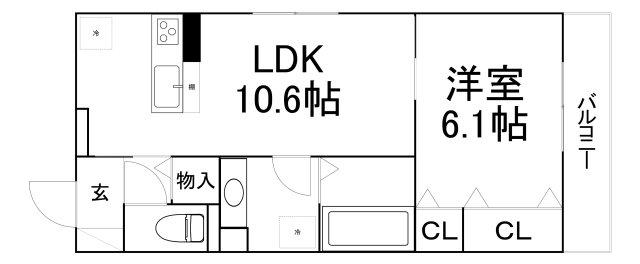 ティー・ツー(1LDK/3階)の間取り写真
