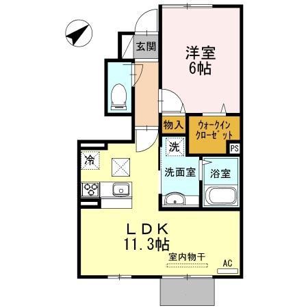 クレールわかば(1LDK/1階)の間取り写真