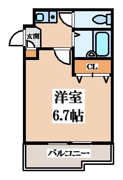 タナカハイツ(1K/2階)の間取り写真