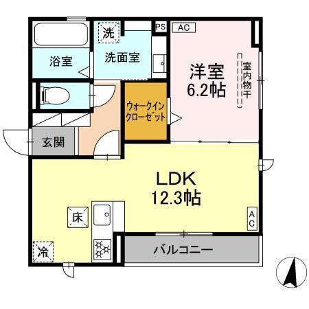 D-HILLS上浅田II(1LDK/1階)の間取り写真