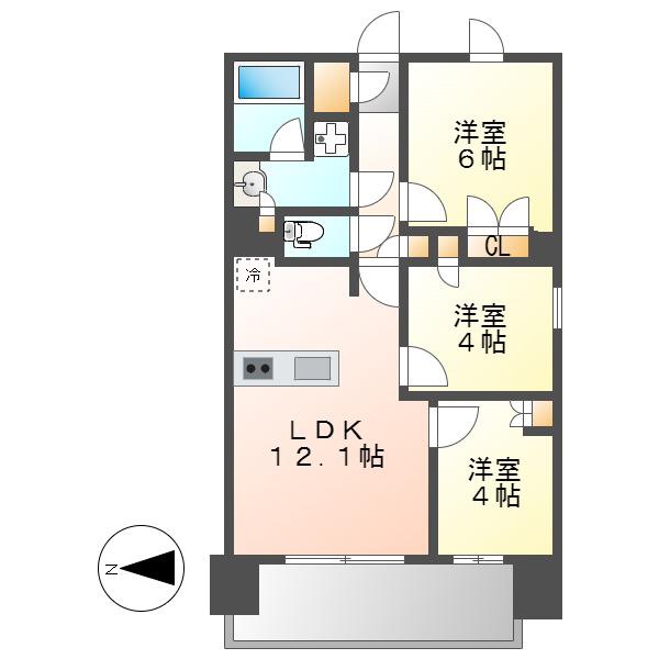 プレサンス名駅南ブリエ(3LDK/10階)の間取り写真