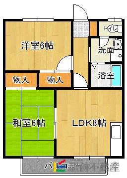 ウインズコートYOSHIHO(2LDK/1階)の間取り写真