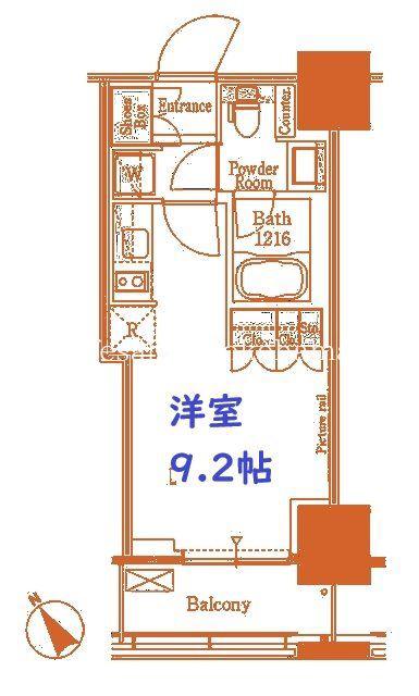 パークアクシス横濱関内SQUARE(ワンルーム/9階)の間取り写真