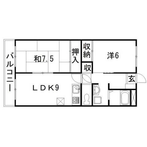 ハーモニー和合I(2LDK/2階)の間取り写真
