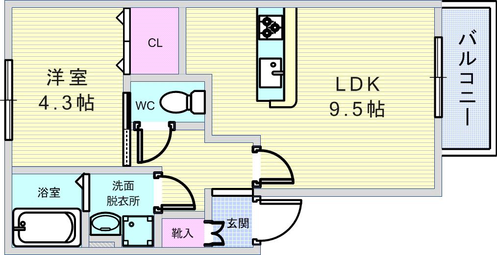 エクセレンテ(1LDK/1階)の間取り写真