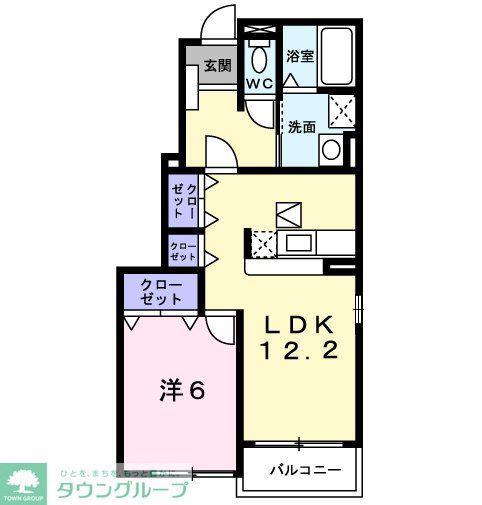 アウローラD(1LDK/1階)の間取り写真