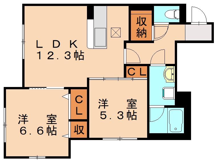 レスポワール K・H A(2LDK/1階)の間取り写真