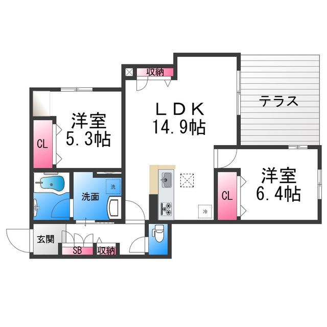 シャーメゾン グラニテ(2LDK/1階)の間取り写真