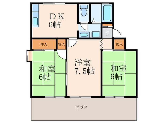 シャルムY(3DK/1階)の間取り写真