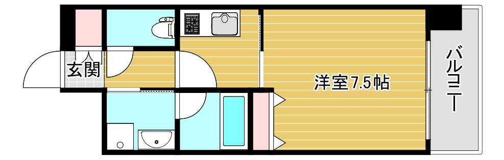 アーバネックス西長堀(1K/6階)の間取り写真