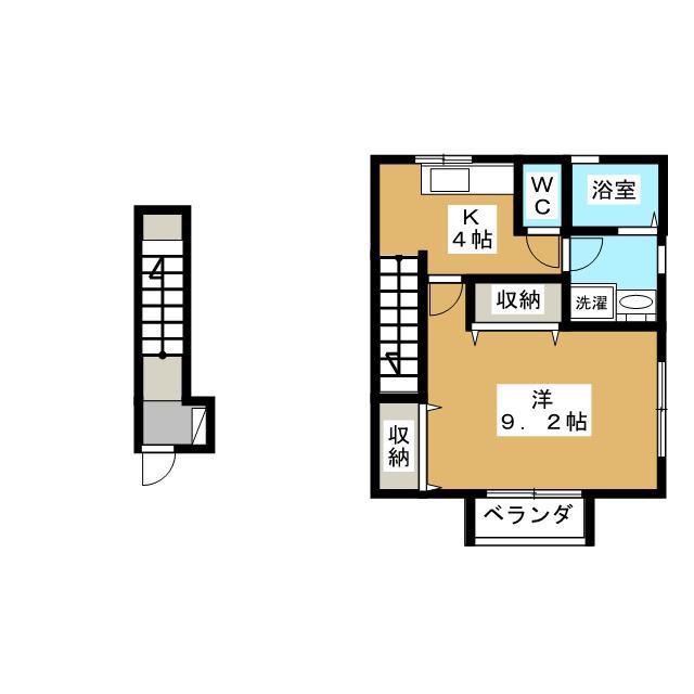 カーササンライズ(1K/2階)の間取り写真