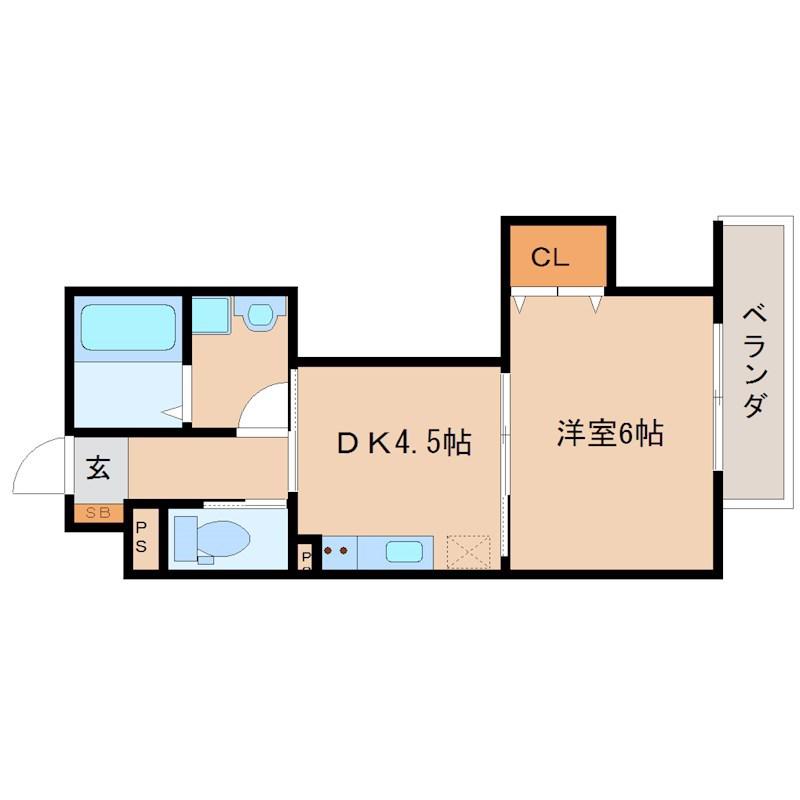 ロータスコート4(1DK/2階)の間取り写真