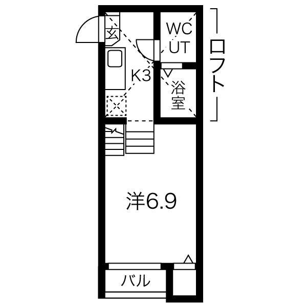 アストリア名駅(1SK/1階)の間取り写真