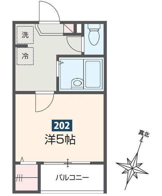 ゴールデンハウス南与野(1K/2階)の間取り写真