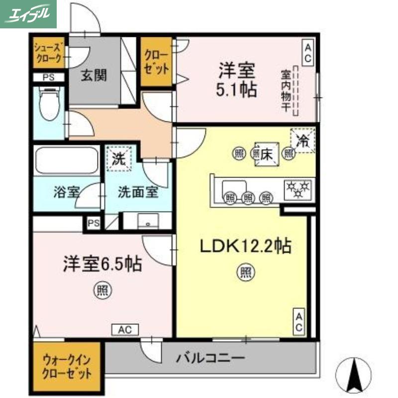 JR山陽本線 北長瀬駅 徒歩13分 3階建 新築(2LDK/1階)の間取り写真