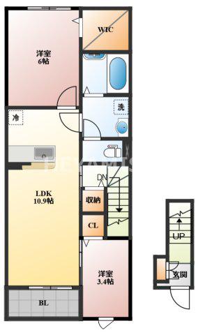 ドルチェ協和(2LDK/2階)の間取り写真