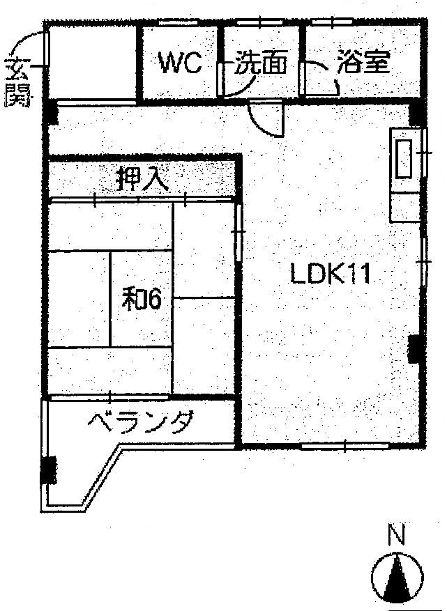 シャトル西野(1LDK/2階)の間取り写真
